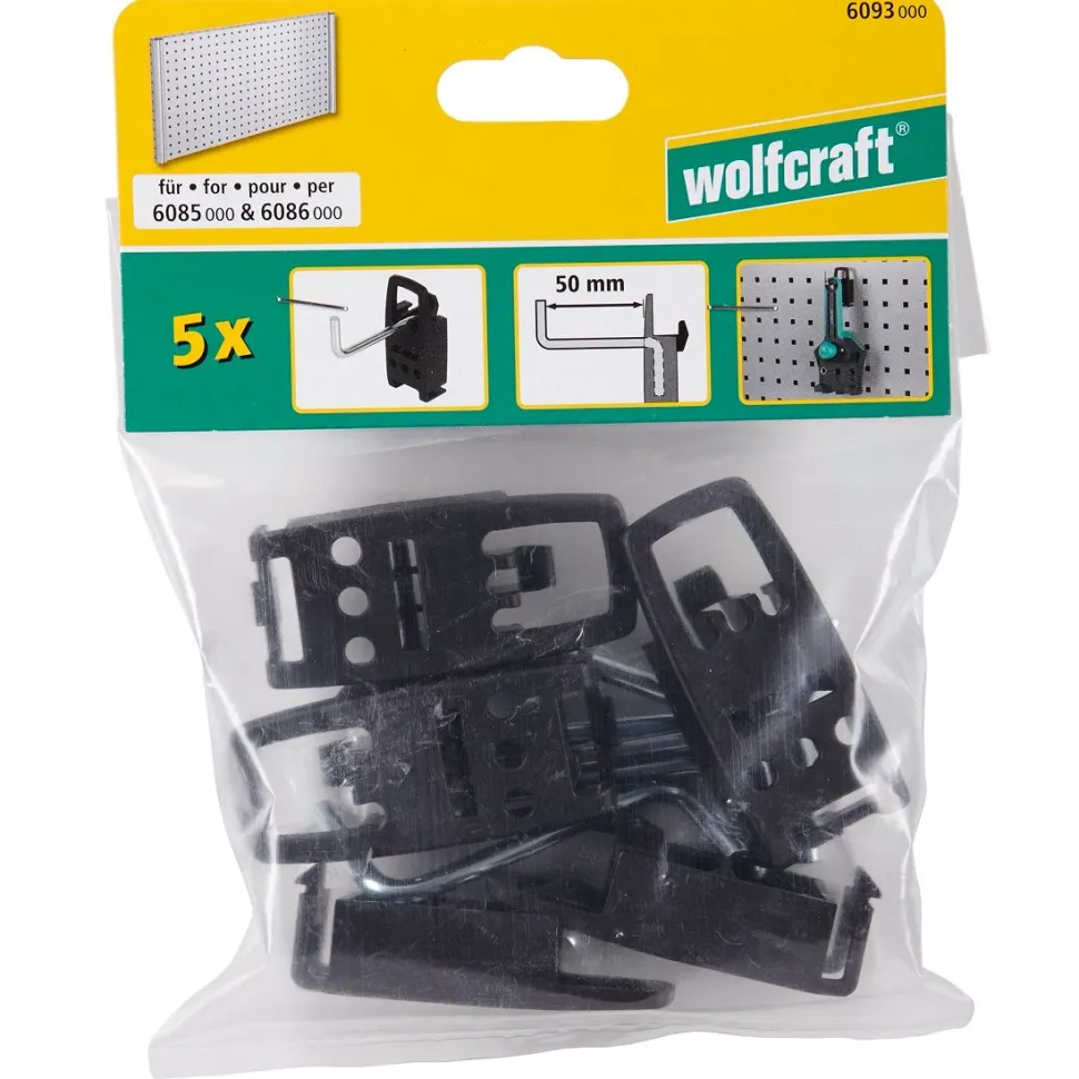 Työkalukoukku reikätauluun Wolfcraft 50 mm 5 kpl/pkt