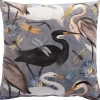 Tyyny Home4You HOLLY 45x45 cm, linnut ja lumpeet, harmaa