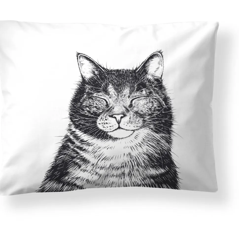 Tyynyliina Finlayson Kissa, 50x60cm, mustavalkoinen