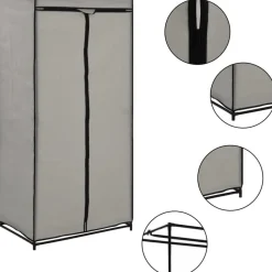 Vaatekaapit 2 kpl harmaa 75cm