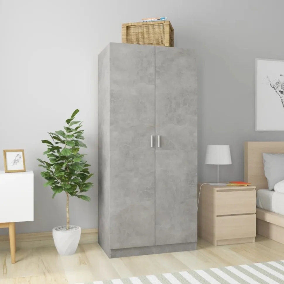Vaatekaappi betoninharmaa 80cm lastulevy