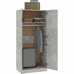 Vaatekaappi betoninharmaa 80cm lastulevy