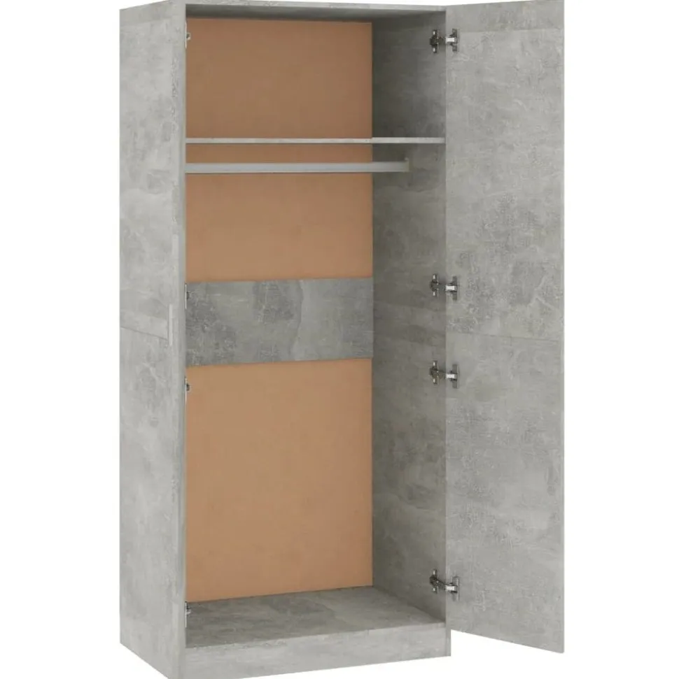 Vaatekaappi betoninharmaa 80cm lastulevy