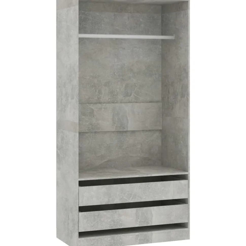 Vaatekaappi betoninharmaa 100cm lastulevy