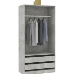 Vaatekaappi betoninharmaa 100cm lastulevy