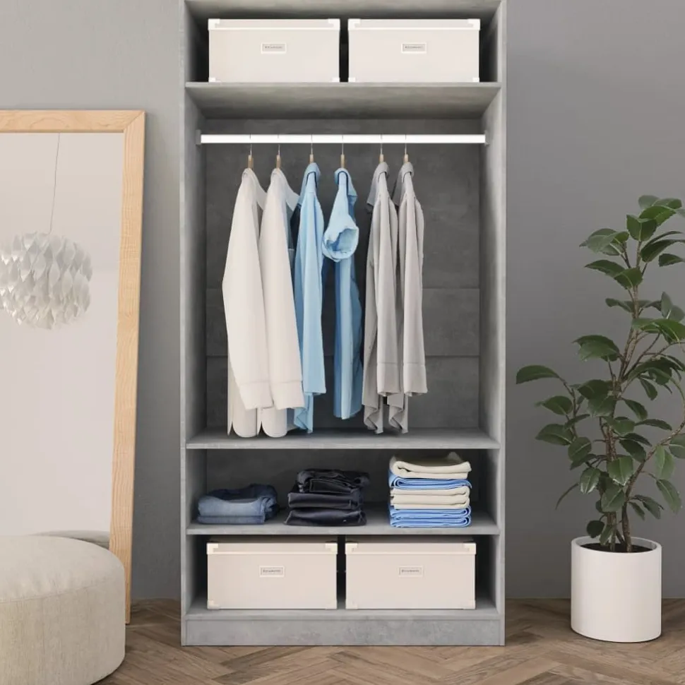 Vaatekaappi 100cm lastulevy betoninharmaa