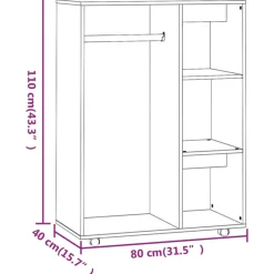 Vaatekaappi 80cm lastulevy tammi