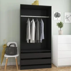 Vaatekaappi 100cm musta lastulevy