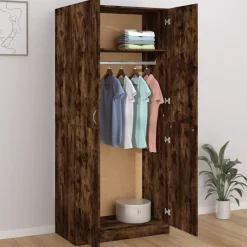Vaatekaappi 90cm tekninen puu harmaa