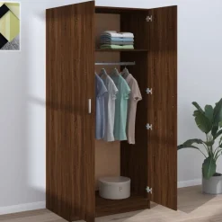 Vaatekaappi 80cm tekninen puu harmaa