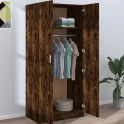 Vaatekaappi 80cm tekninen puu harmaa