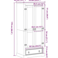 Vaatekaappi Corona 76x50x170 cm täysi mänty (02768)