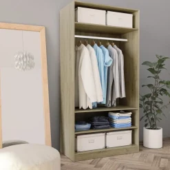 Vaatekaappi hyllyillä Sonoma-tammi 100cm lastulevy