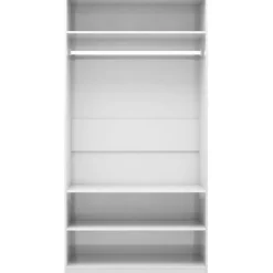 Vaatekaappi korkeakiilto valkoinen 100cm lastulevy