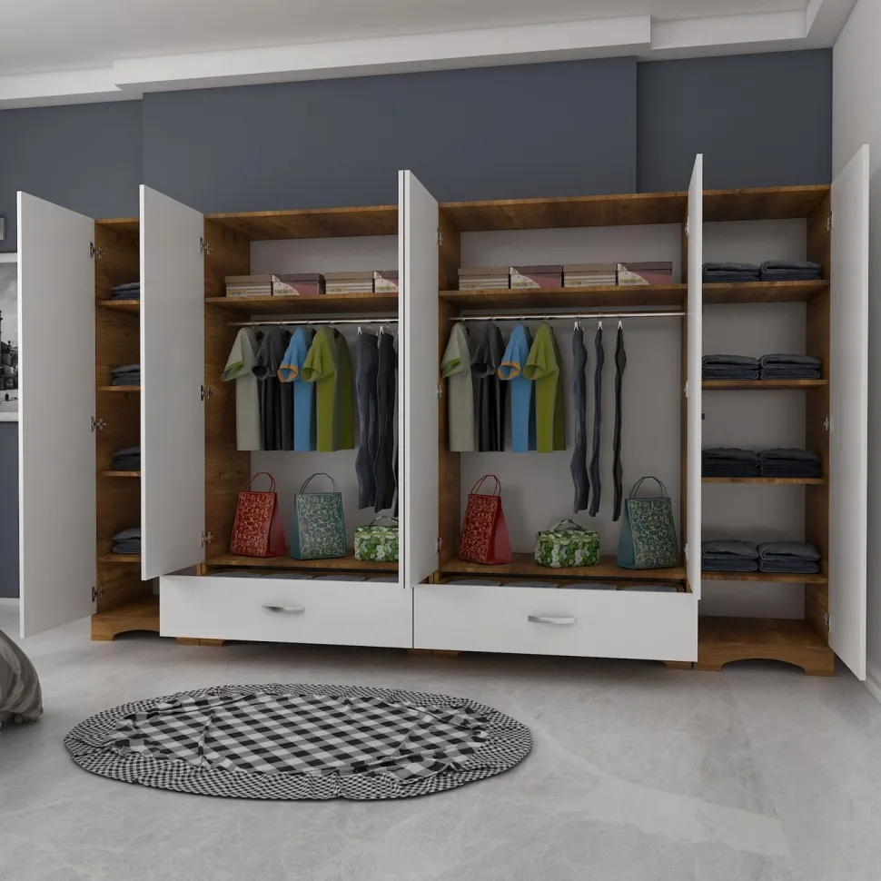 Vaatekaappi Linento Furniture F4-498, leveys 243cm