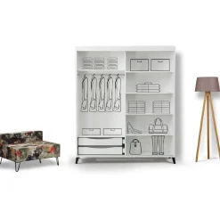 Vaatekaappi Linento Furniture Pasific Home Fuga, 150cm, valkoinen