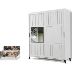 Vaatekaappi Linento Furniture Pasific Home Fuga, 150cm, valkoinen