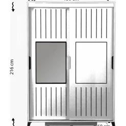 Vaatekaappi Linento Furniture Pasific 216x130cm valkoinen