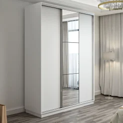 Vaatekaappi liukuovilla Linento Furniture Enda 7842 240x180cm valkoinen