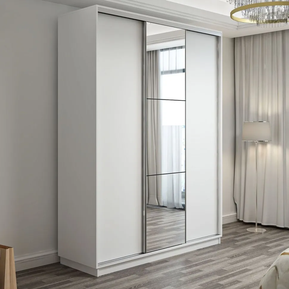 Vaatekaappi liukuovilla Linento Furniture Enda 7842 240x180cm valkoinen