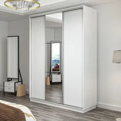 Vaatekaappi liukuovilla Linento Furniture Enda 7842 240x180cm valkoinen