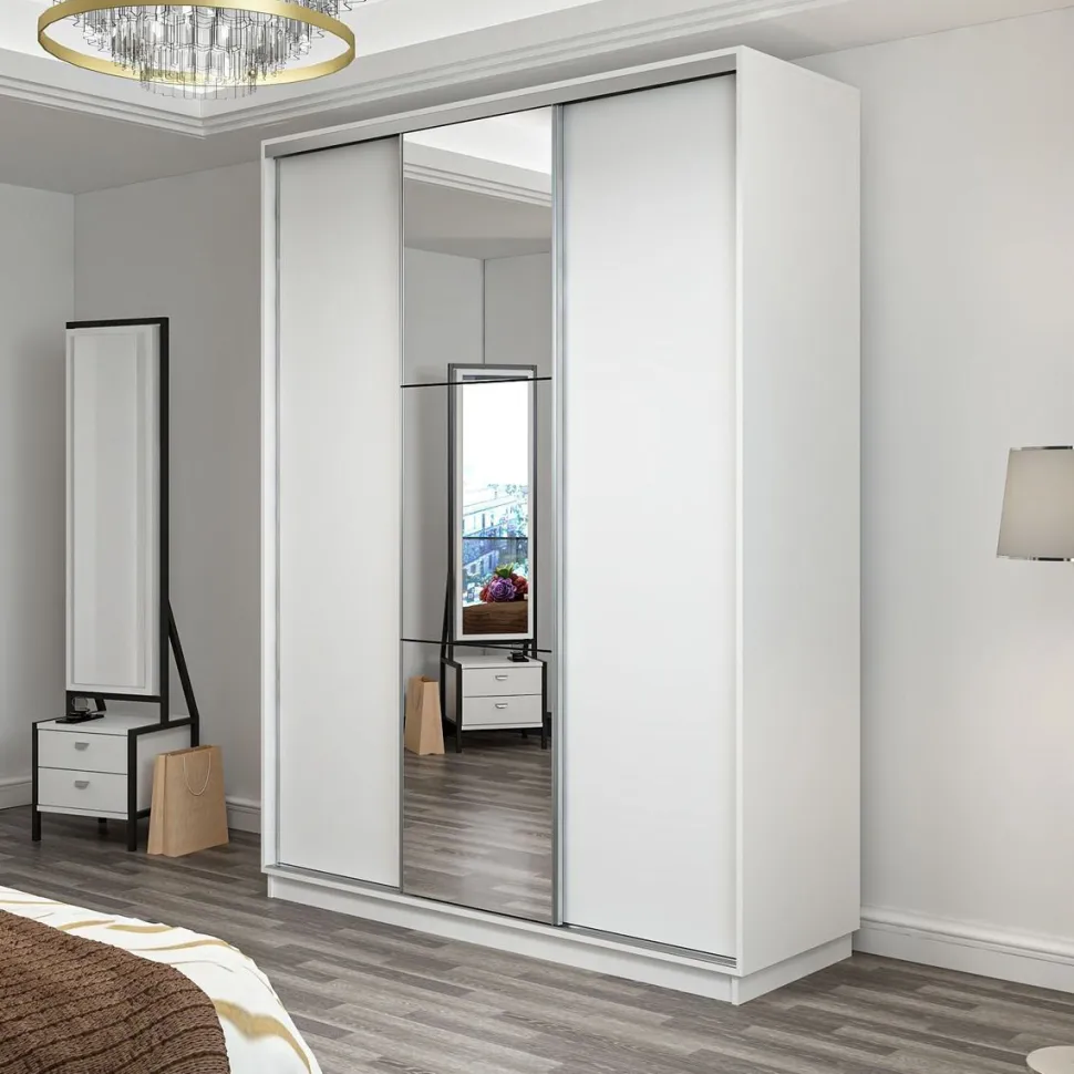 Vaatekaappi liukuovilla Linento Furniture Enda 7842 240x180cm valkoinen