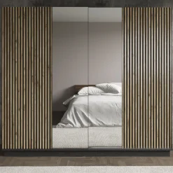 Vaatekaappi liukuovilla Linento Furniture FRN-9022, musta/atlassetri