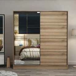 Vaatekaappi liukuovilla Linento Furniture Kale-3174, 180x190cm, ruskea