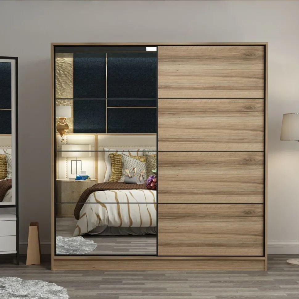 Vaatekaappi liukuovilla Linento Furniture Kale-3174, 180x190cm, ruskea