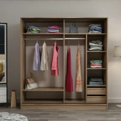 Vaatekaappi liukuovilla Linento Furniture Kale-3174, 180x190cm, ruskea