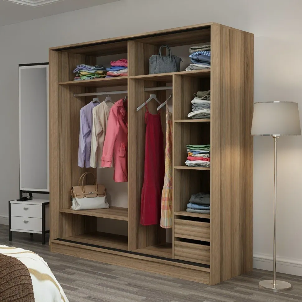 Vaatekaappi liukuovilla Linento Furniture Kale-3174, 180x190cm, ruskea