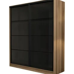 Vaatekaappi liukuovilla Linento Furniture Kale 8355 210x180cm ruskea/savu