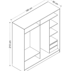 Vaatekaappi liukuovilla Linento Furniture Kale 8355 210x180cm ruskea/savu