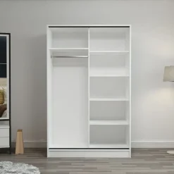 Vaatekaappi liukuovilla Linento Furniture Kale 2307 190x120cm valkoinen