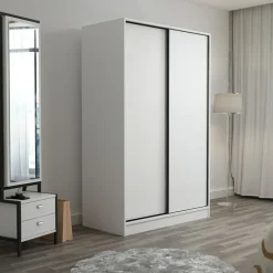Vaatekaappi liukuovilla Linento Furniture Kale 2307 190x120cm valkoinen