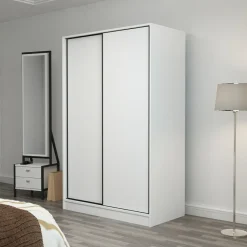 Vaatekaappi liukuovilla Linento Furniture Kale 2307 190x120cm valkoinen