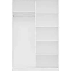 Vaatekaappi liukuovilla Linento Furniture Kale 2307 190x120cm valkoinen