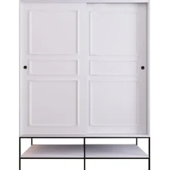Vaatekaappi liukuovilla Linento Furniture Martin, 150cm, valkoinen