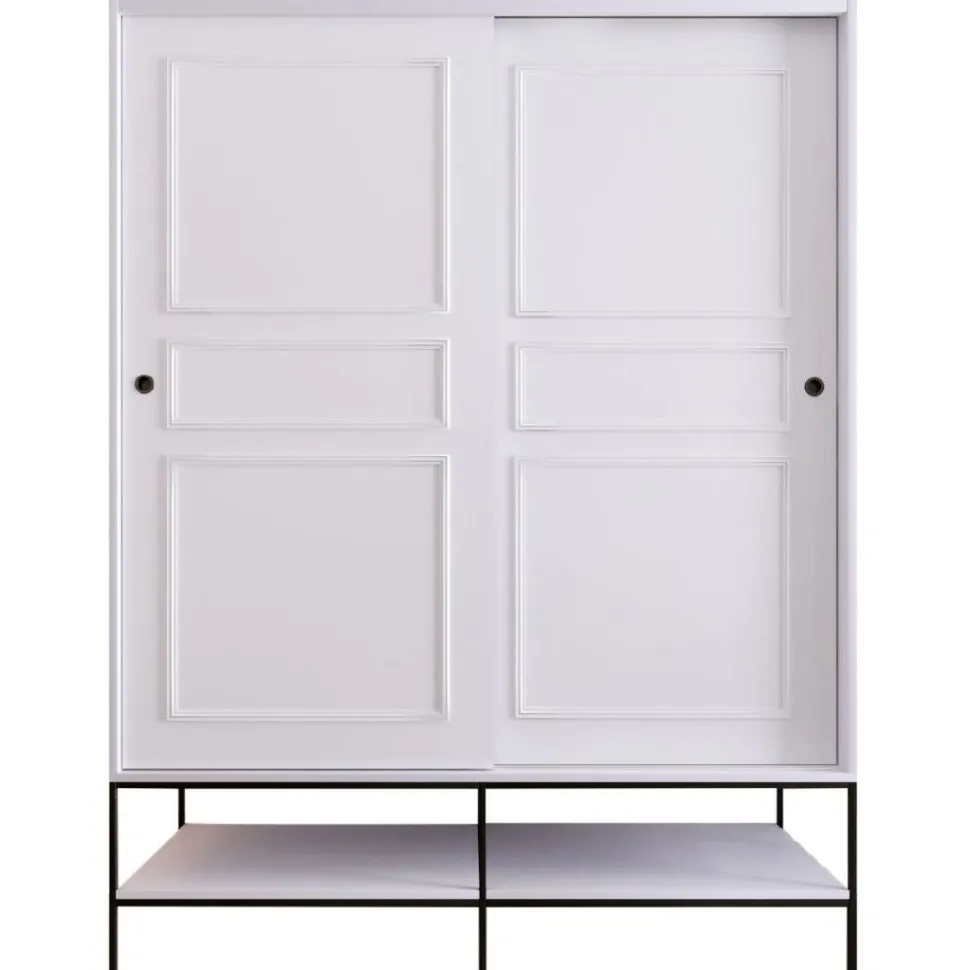 Vaatekaappi liukuovilla Linento Furniture Martin, 150cm, valkoinen