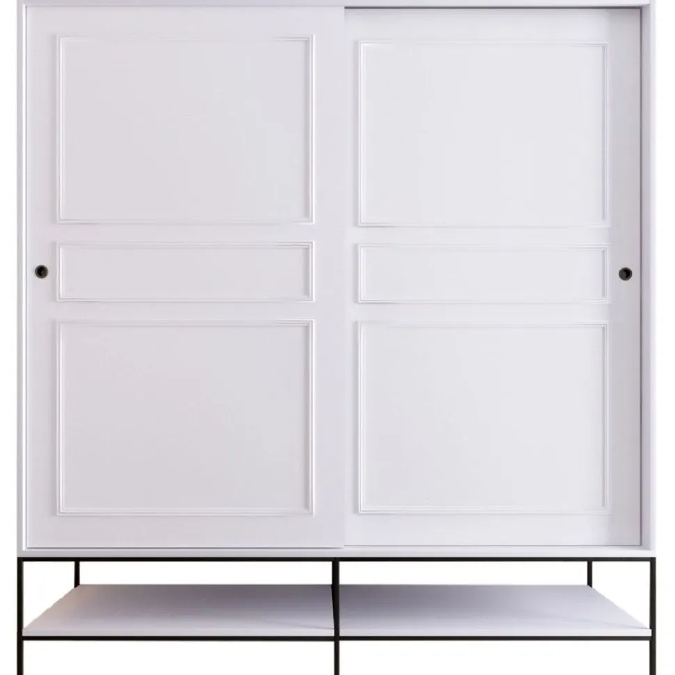Vaatekaappi liukuovilla Linento Furniture Martin, 190cm, valkoinen