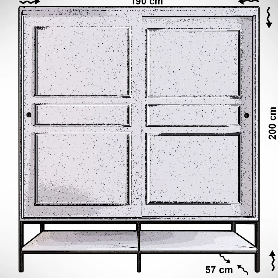 Vaatekaappi liukuovilla Linento Furniture Martin, 190cm, valkoinen