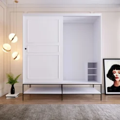 Vaatekaappi liukuovilla Linento Furniture Martin, 190cm, valkoinen