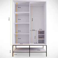 Vaatekaappi liukuovilla Linento Furniture Martin, 120cm, valkoinen