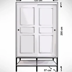 Vaatekaappi liukuovilla Linento Furniture Martin, 120cm, valkoinen