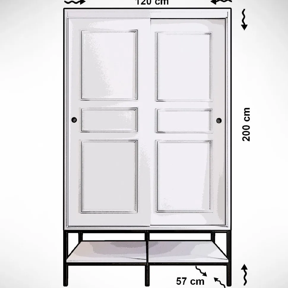 Vaatekaappi liukuovilla Linento Furniture Martin, 120cm, valkoinen