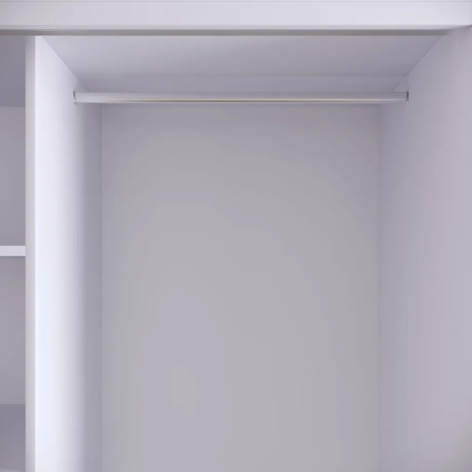 Vaatekaappi liukuovilla Linento Furniture Martin, 150cm, valkoinen marmori/kulta