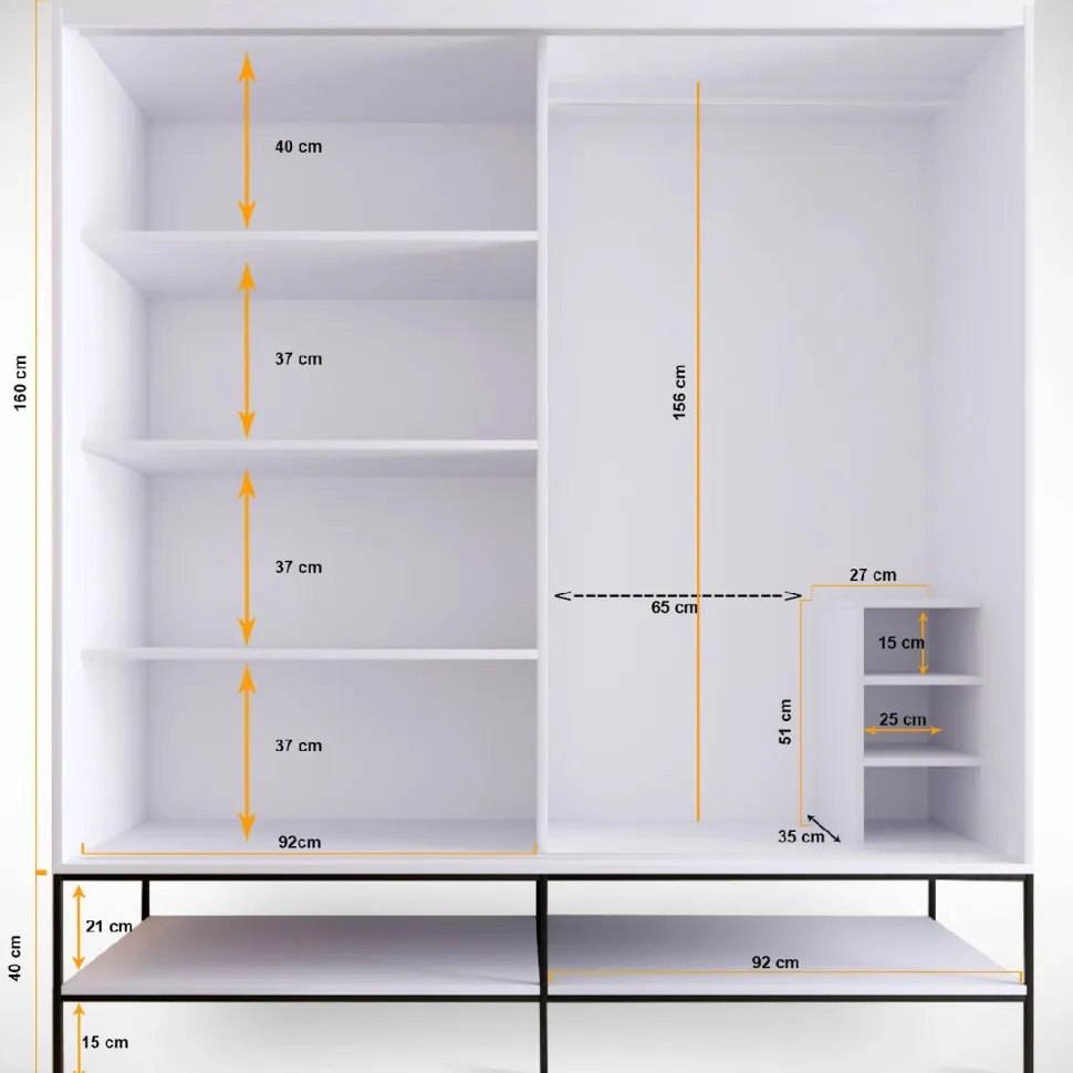 Vaatekaappi liukuovilla Linento Furniture Martin, 190cm, valkoinen marmori/kulta
