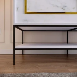 Vaatekaappi liukuovilla Linento Furniture Martin, 190cm, valkoinen marmori/kulta