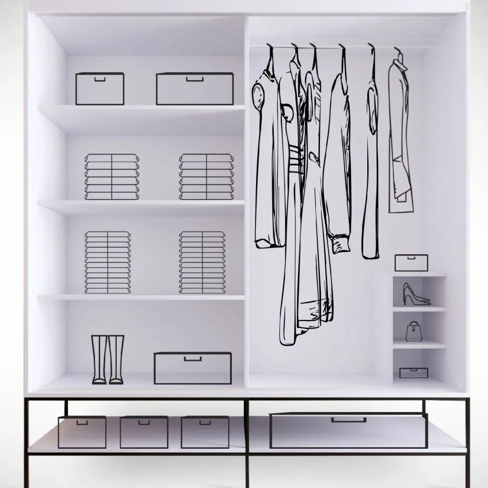 Vaatekaappi liukuovilla Linento Furniture Martin, 190cm, valkoinen marmori/kulta