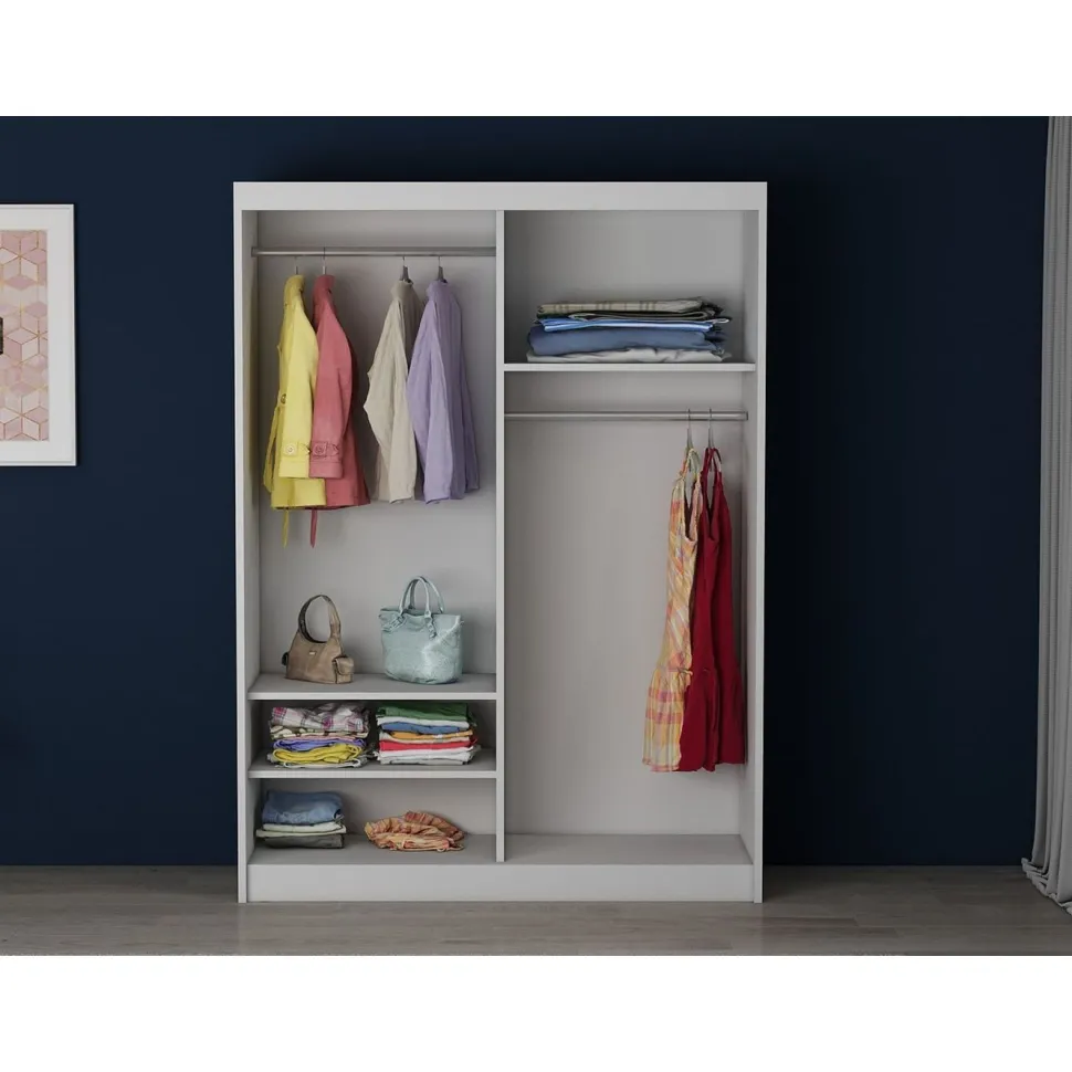 Vaatekaappi liukuovilla Linento Furniture Stella, valkoinen